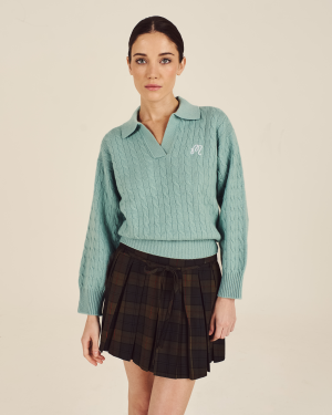 JOHNSTONS CROPPED CABLEKNIT SWEATER